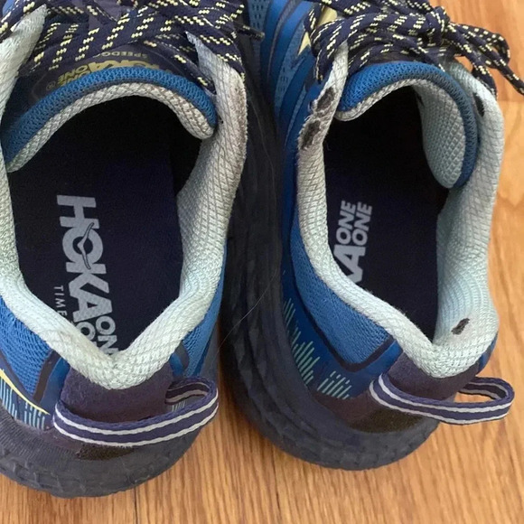 HOKA One One time to fly sz 9 blue cushion sole comfortable minor wear shown - Picture 6 of 6